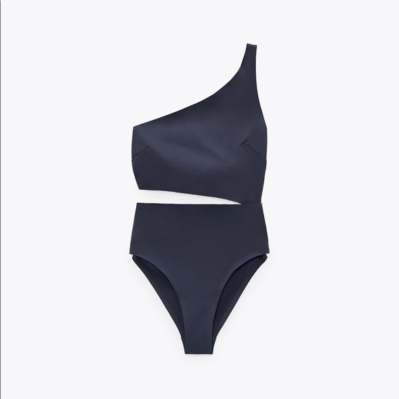 NWT. Zara Gray Cut-out Laser Cut Swimsuit. Size S. - Picture 6 of 12
